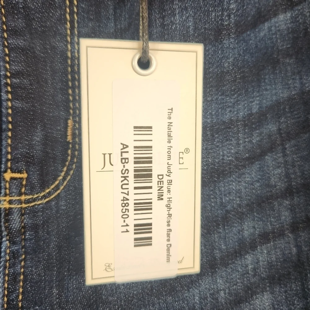 Judy Blue Natalie High Rise Flare Jeans Raw Hem Dark Wash Stretch Denim Size 30